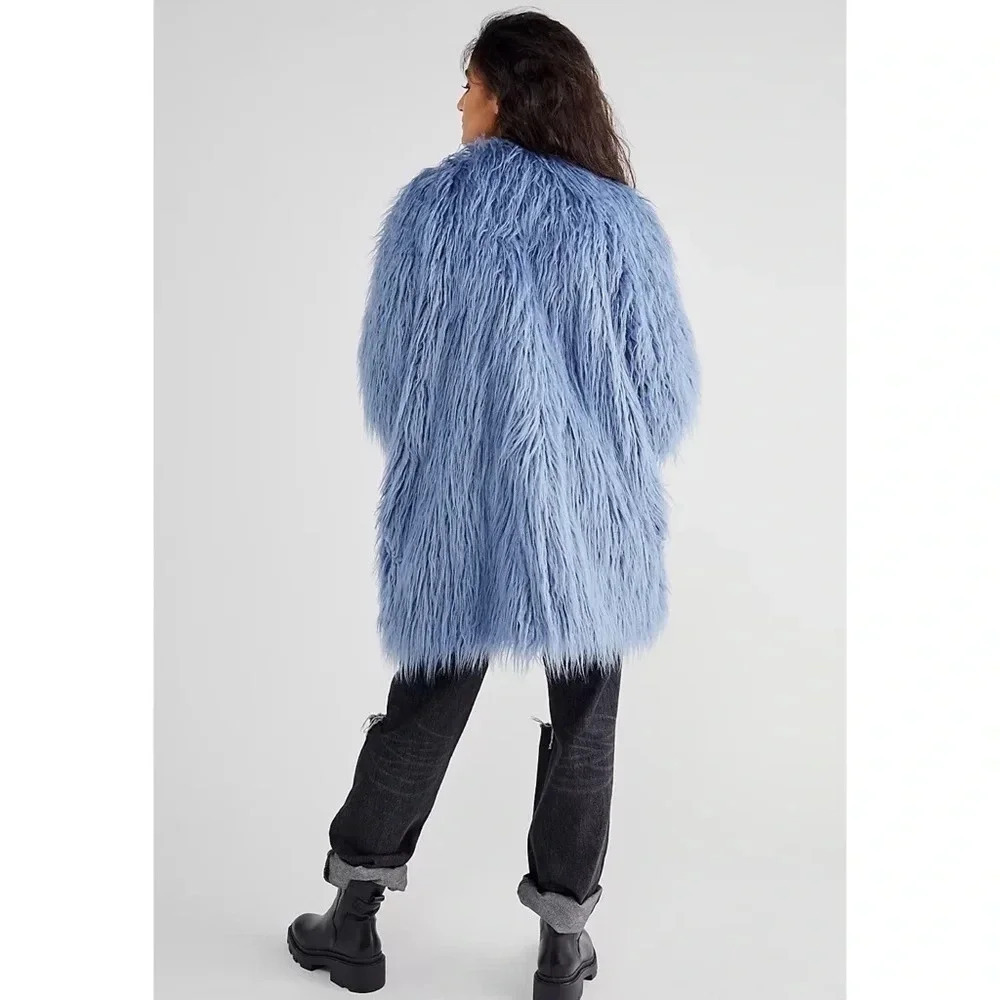 NWT Free People Renata Fur Jacket Blue Taylor Swift - Picture 4 of 16
